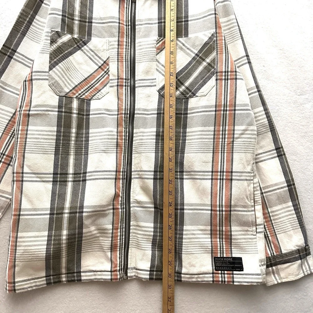 Much More Men's Large L Plaid Barn Chore Jacket Coat Zip‎ Pockets Mister Lady